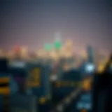 Skyline view of a bustling city filled with skyscrapers and modern architecture