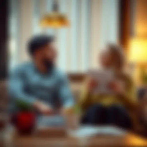 Newlywed couple discussing finances