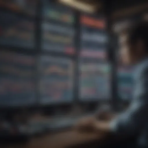 A trader analyzing market trends on multiple screens