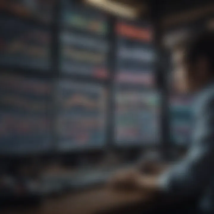 A trader analyzing market trends on multiple screens