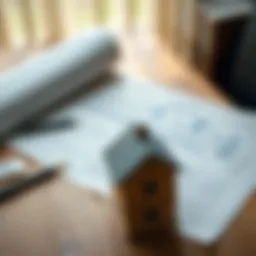 Blueprints and financial documents on a wooden desk