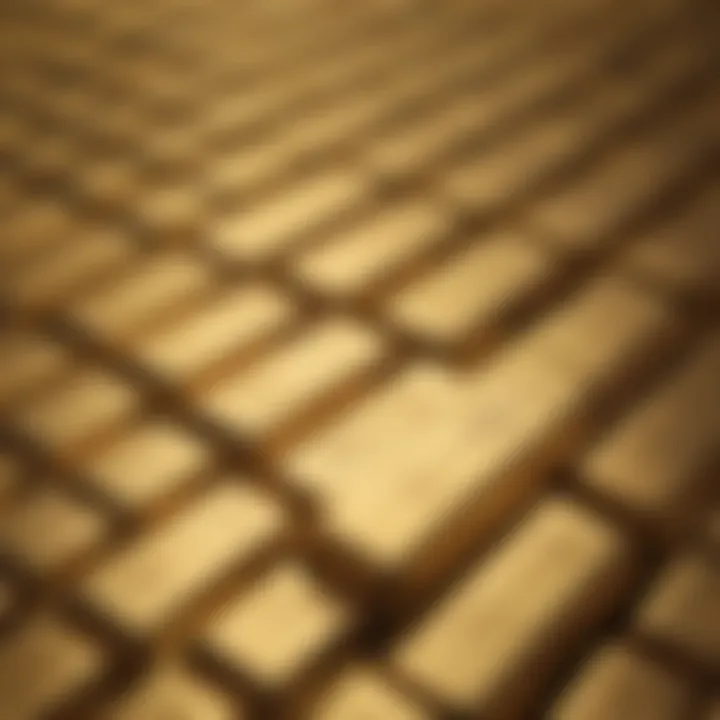 A close-up view of gold bars stacked in a vault, showcasing their luster and value.