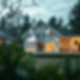 Illustration of a house with financial growth symbols