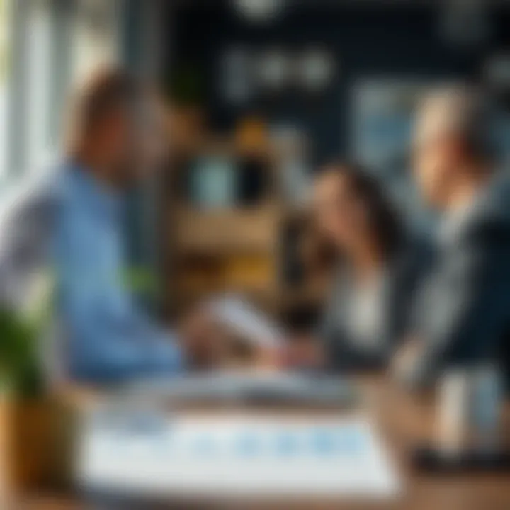 Client Consultation with Financial Advisor An illustration depicting a client meeting with a financial advisor discussing investment strategies.