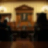 Depiction of a quiet title action in a courtroom setting